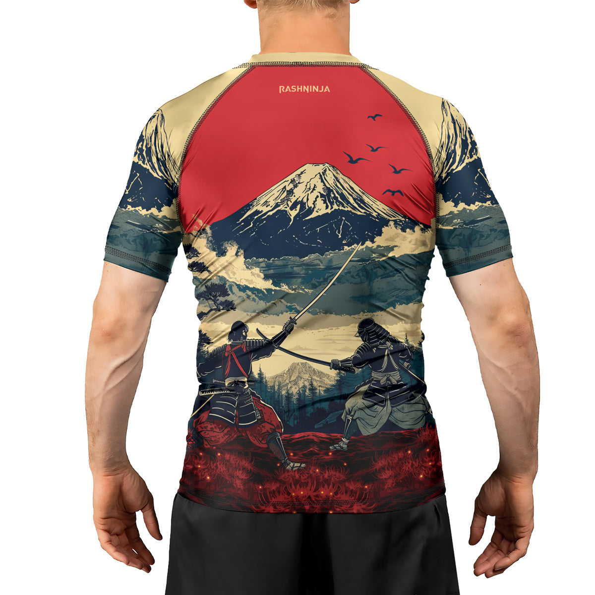 Rashninja Samurai Red Dawn Men's Short Sleeve Rash Guard