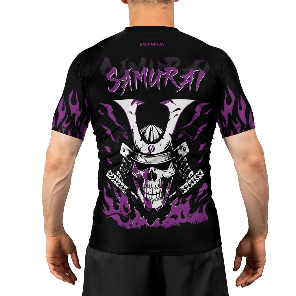 Rashninja Samurai Skull Blaze Men's Short Sleeve Rash Guard