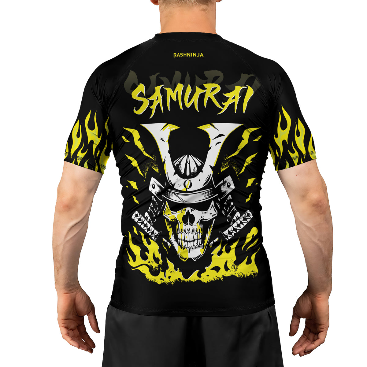Rashninja Samurai Skull Blaze Men's Short Sleeve Rash Guard