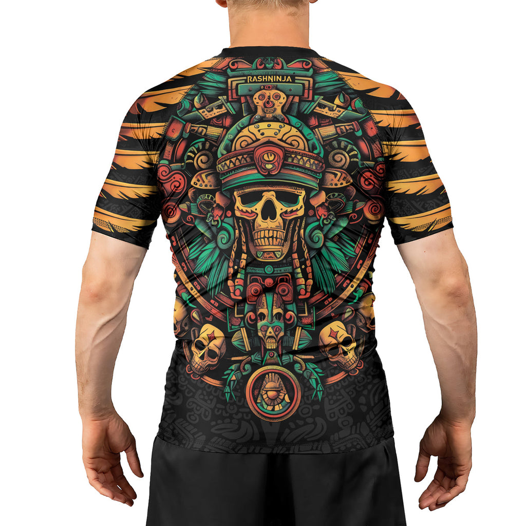 Rashninja Aztec Fire Dance Men's Short Sleeve Rash Guard