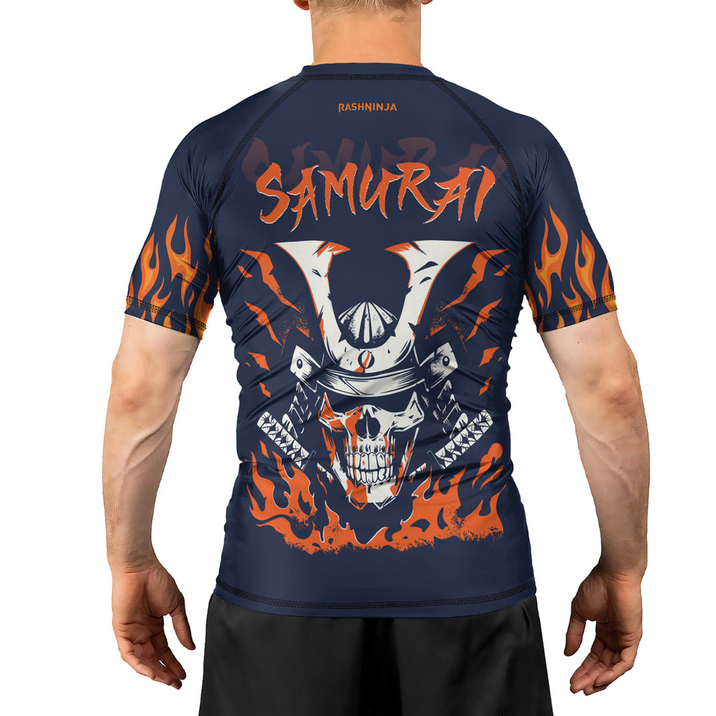 Rashninja Samurai Skull Blaze Men's Short Sleeve Rash Guard