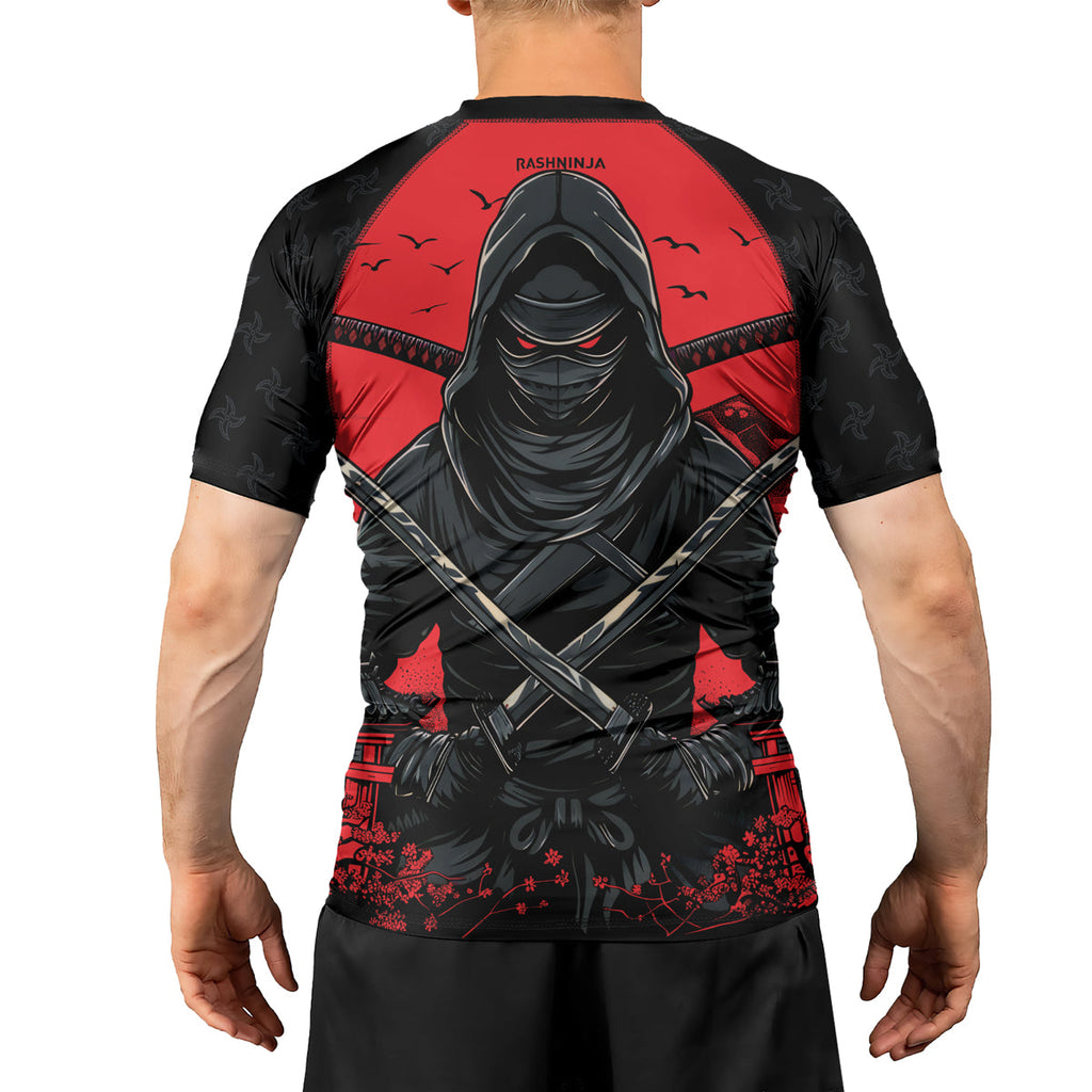 Rashninja Ninja Blood Moon Men's Short Sleeve Rash Guard