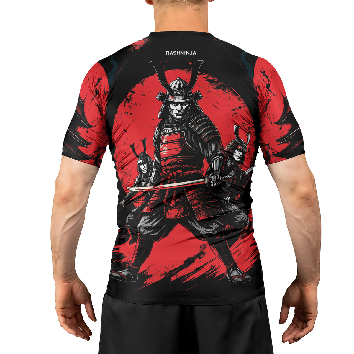 Rashninja Samurai Blood Moon Men's Short Sleeve Rash Guard