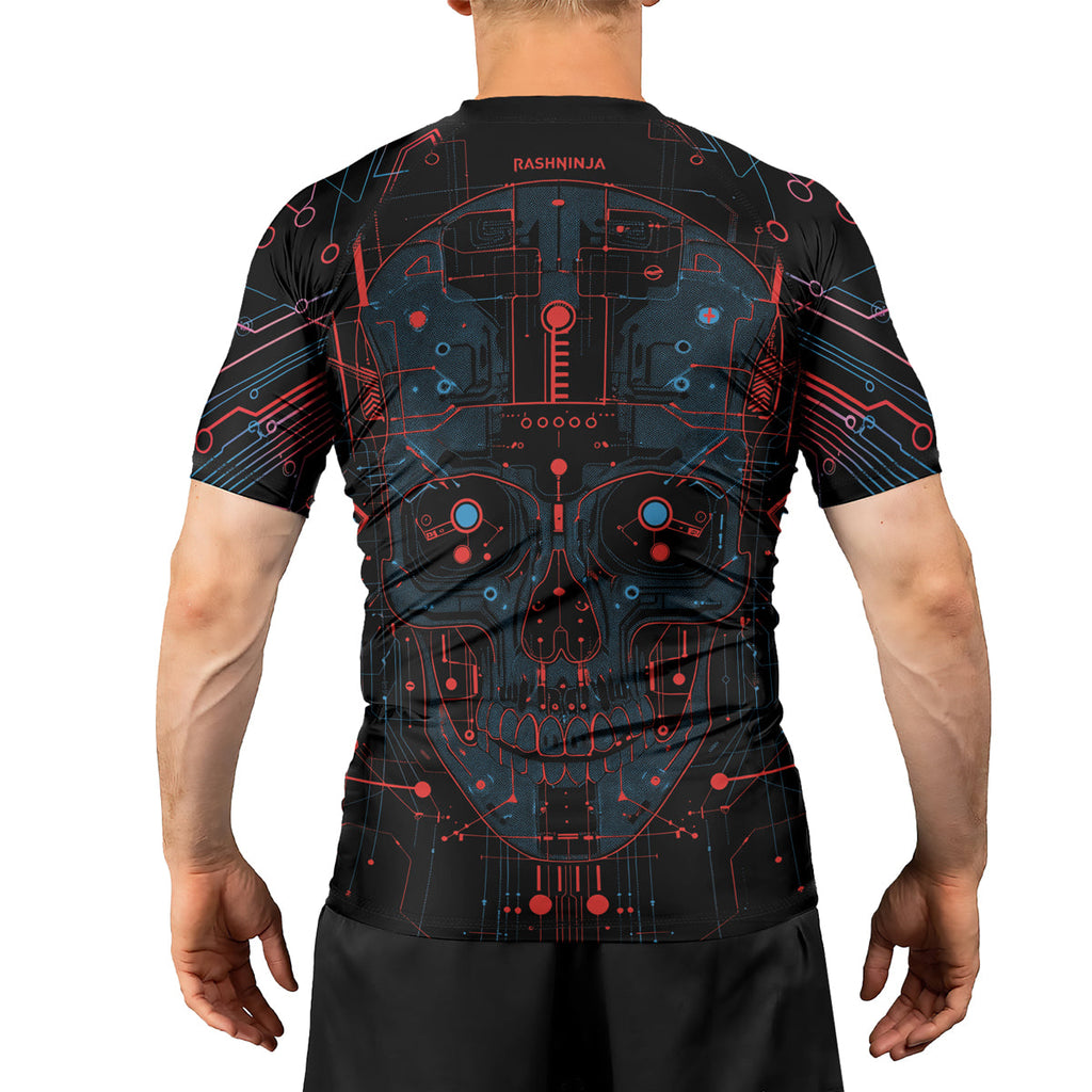 Rashninja Cyber Skull Red Men's Short Sleeve Rash Guard