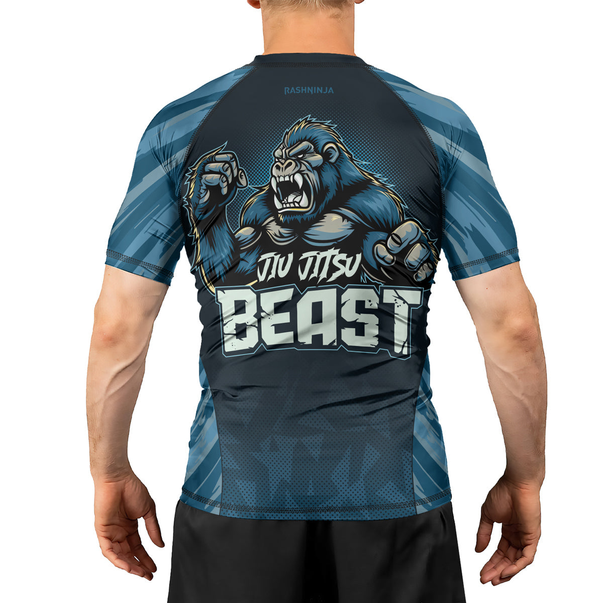 Rashninja Gorilla Blue Titan Men's  Short Sleeve Rash Guard