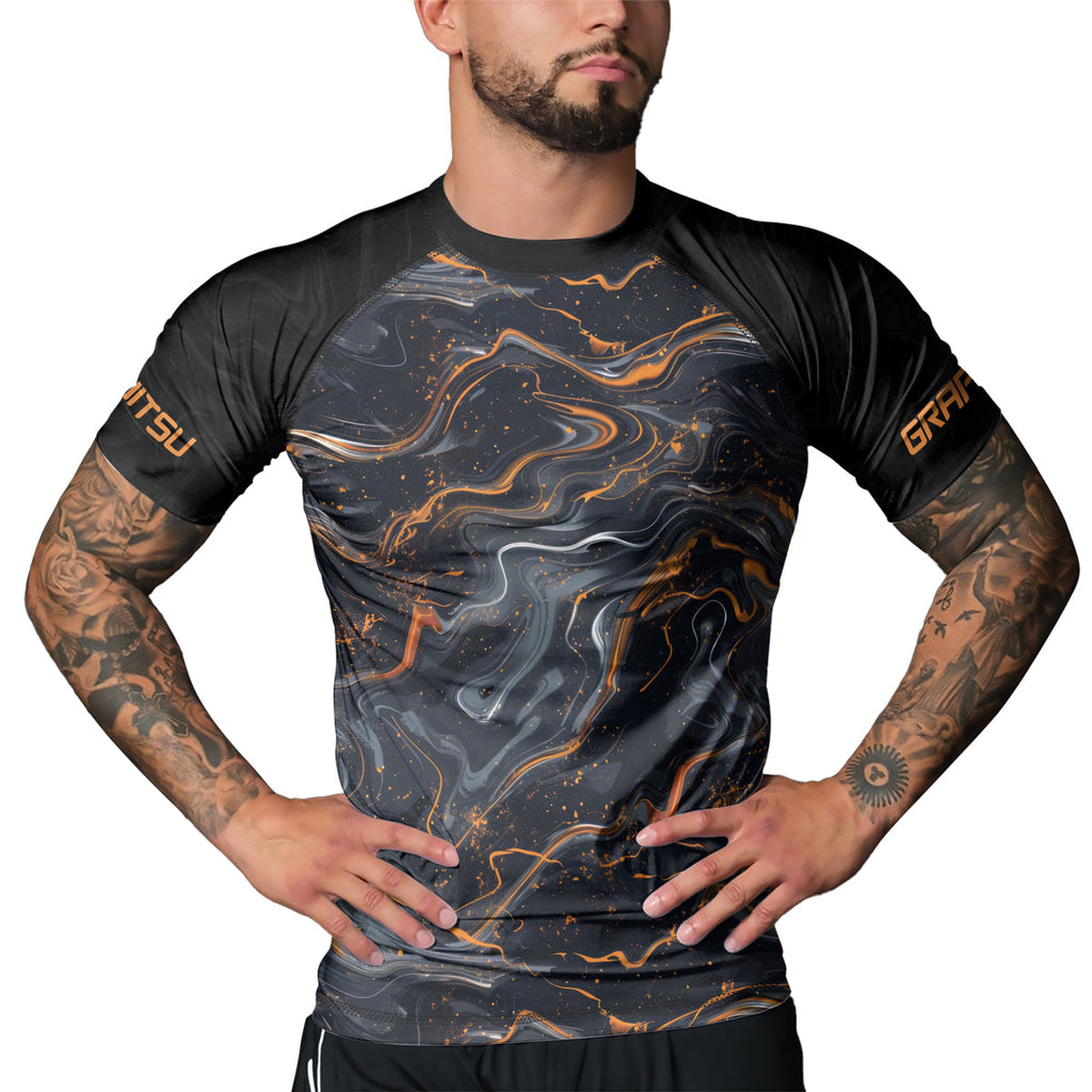 Rashninja Cyber Storm Marble Men's Short Sleeve Rash Guard