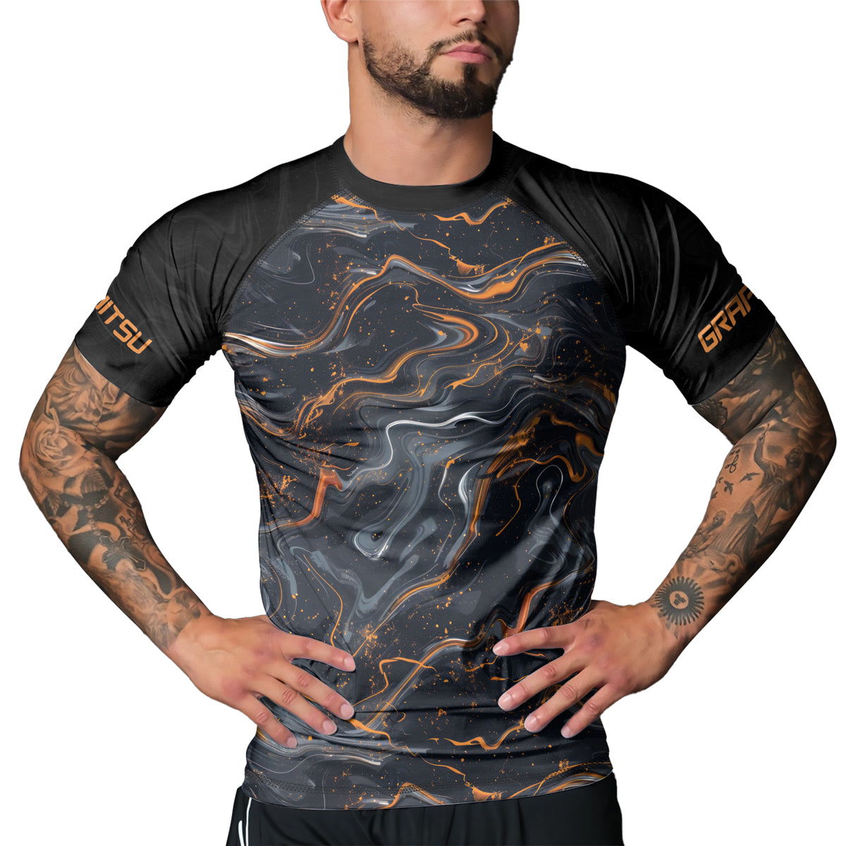 Rashninja Cyber Storm Marble Men's Short Sleeve Rash Guard