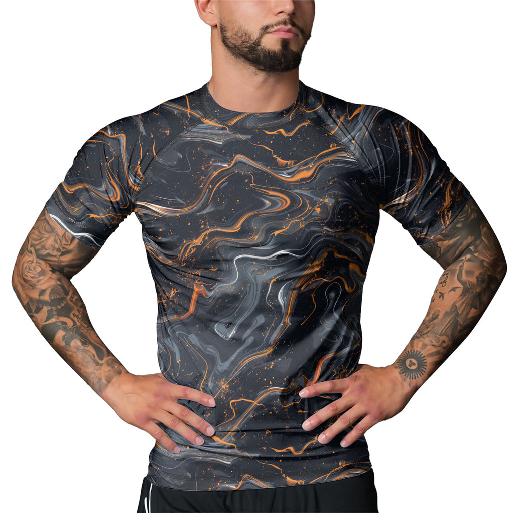 Rashninja Cyber Storm Marble Men's Short Sleeve Rash Guard