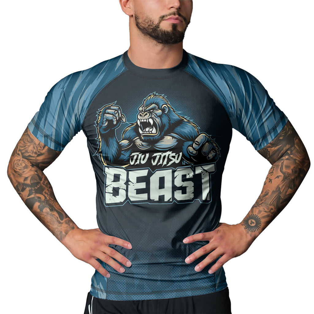 Rashninja Gorilla Blue Titan Men's  Short Sleeve Rash Guard