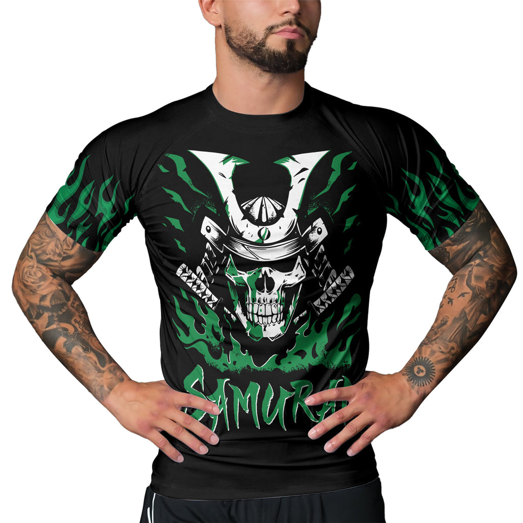 Rashninja Samurai Skull Blaze Men's Short Sleeve Rash Guard