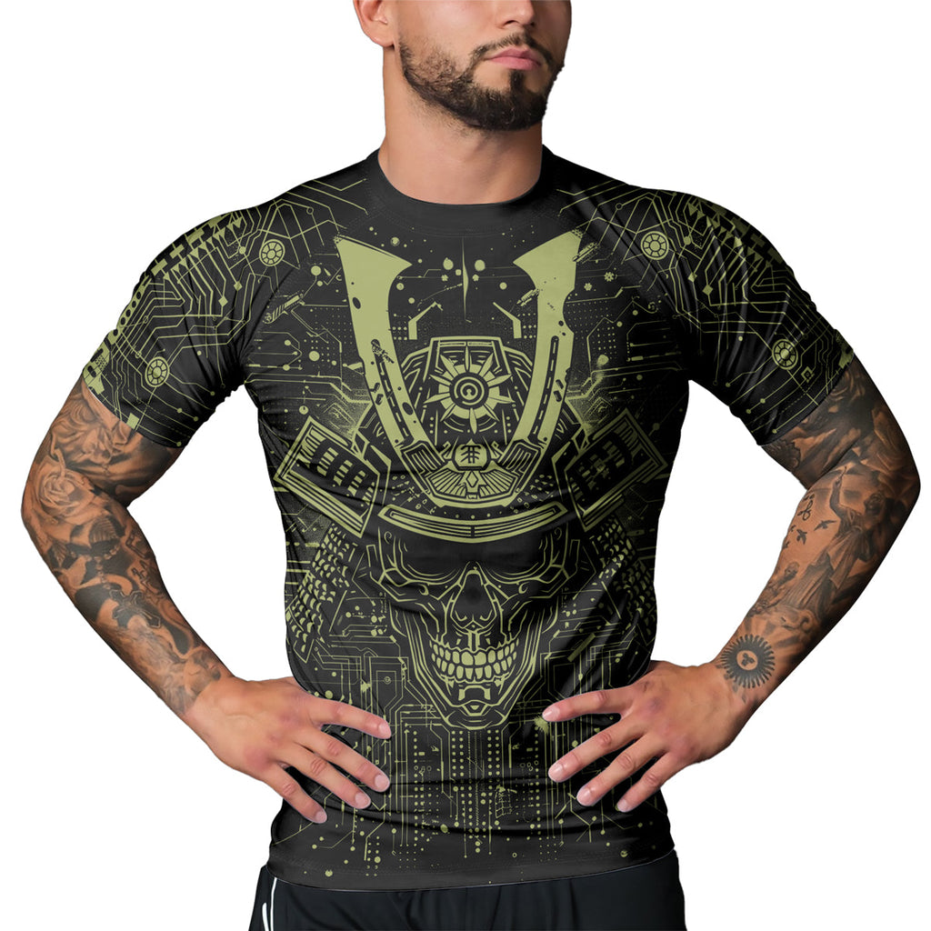 Rashninja Cyber Neon Matrix Men's Short Sleeve Rash Guard