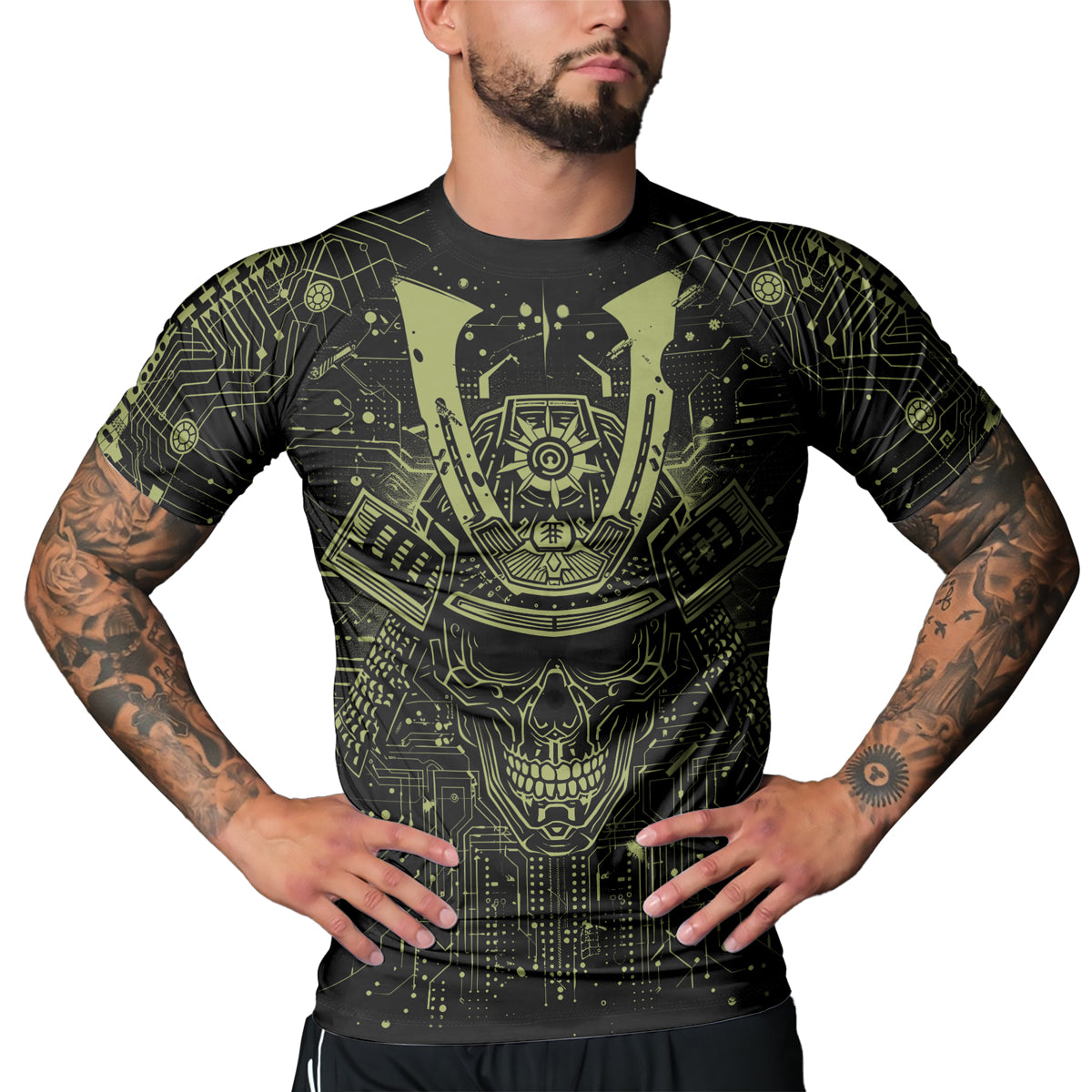 Rashninja Cyber Neon Matrix Men's Short Sleeve Rash Guard