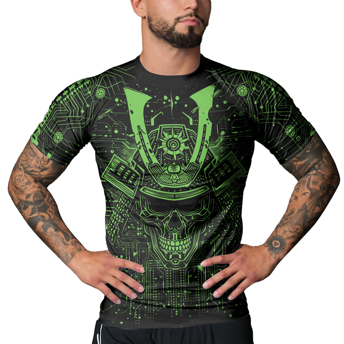 Rashninja Cyber Neon Matrix Men's Short Sleeve Rash Guard