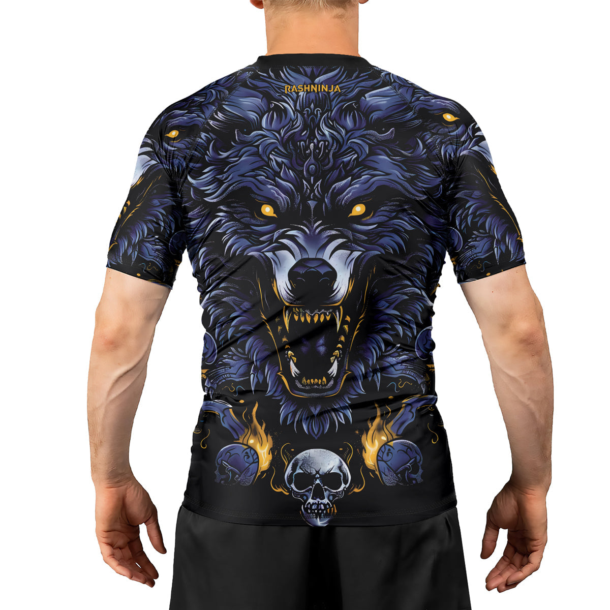 Rashninja Wolf Snow Hunt Men's Short Sleeve Rash Guard