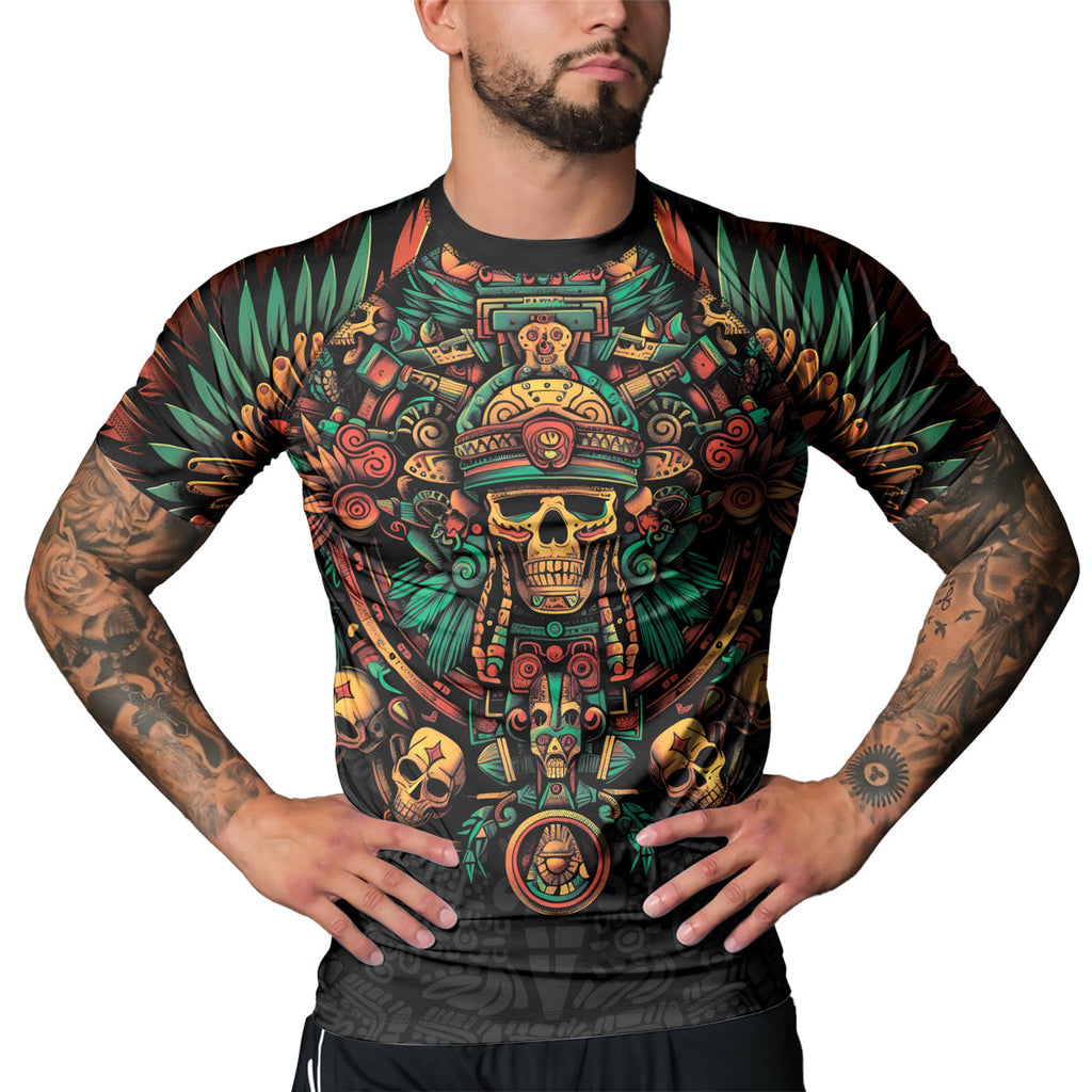 Rashninja Aztec Fire Dance Men's Short Sleeve Rash Guard