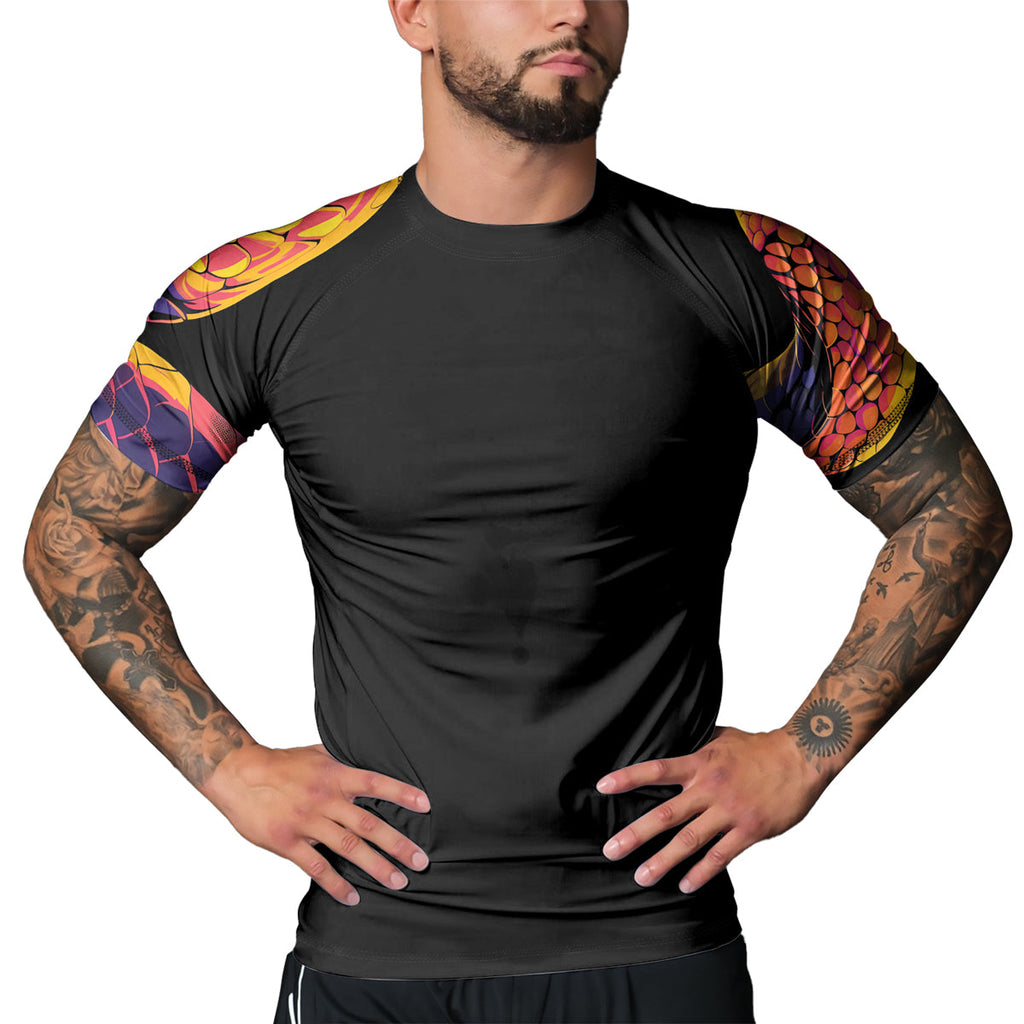 Rashninja Snake Fire Coil Men's Short Sleeve Rash Guard