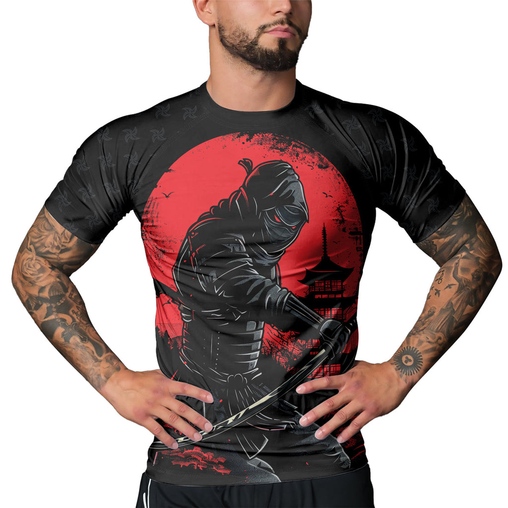 Rashninja Ninja Blood Moon Men's Short Sleeve Rash Guard