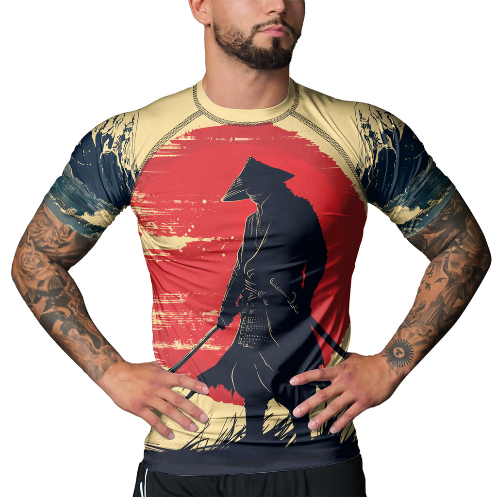 Rashninja Samurai Red Dawn Men's Short Sleeve Rash Guard
