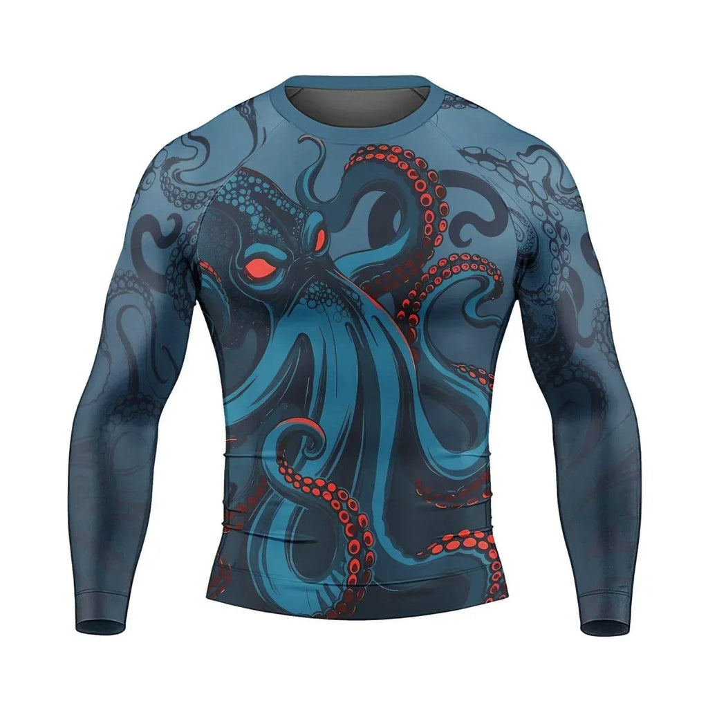 Dark Sea Octopus Men's Long Sleeve Rash Guard
