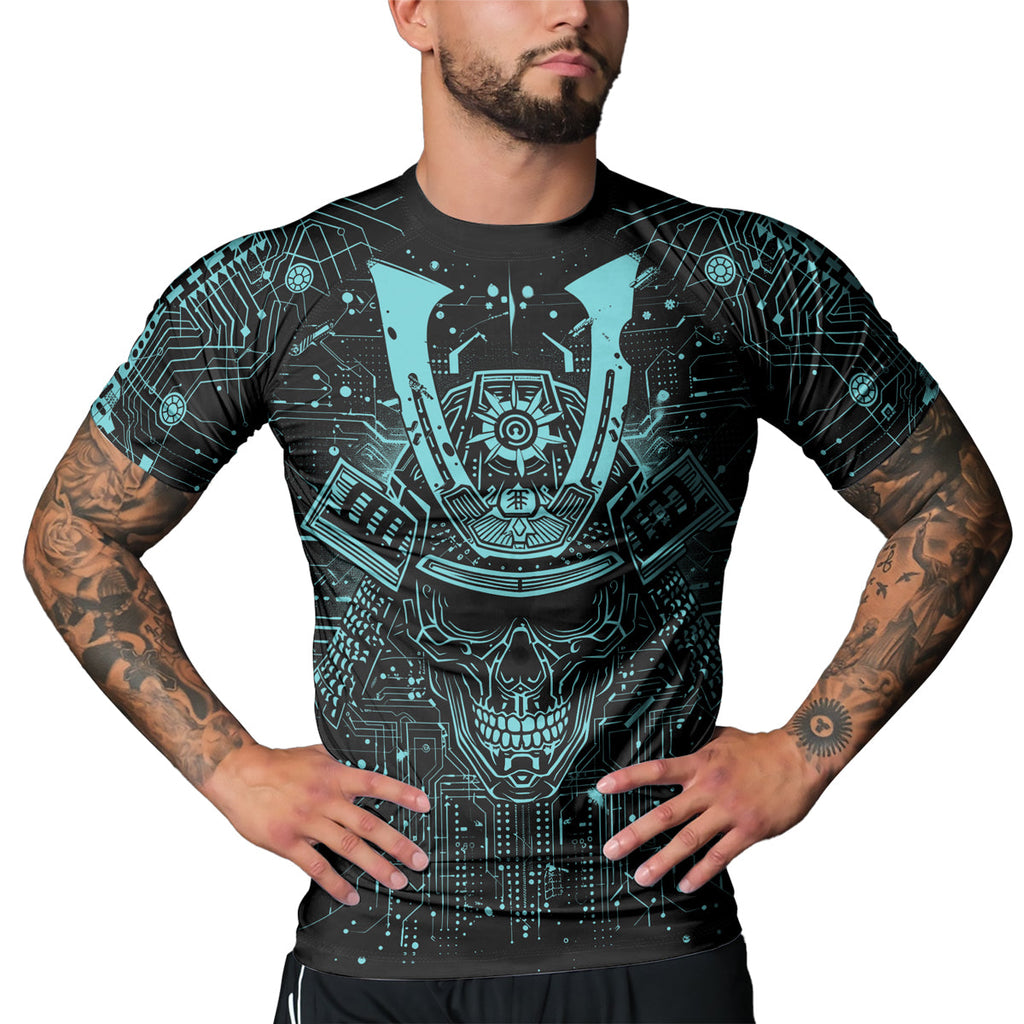 Rashninja Cyber Neon Matrix Men's Short Sleeve Rash Guard