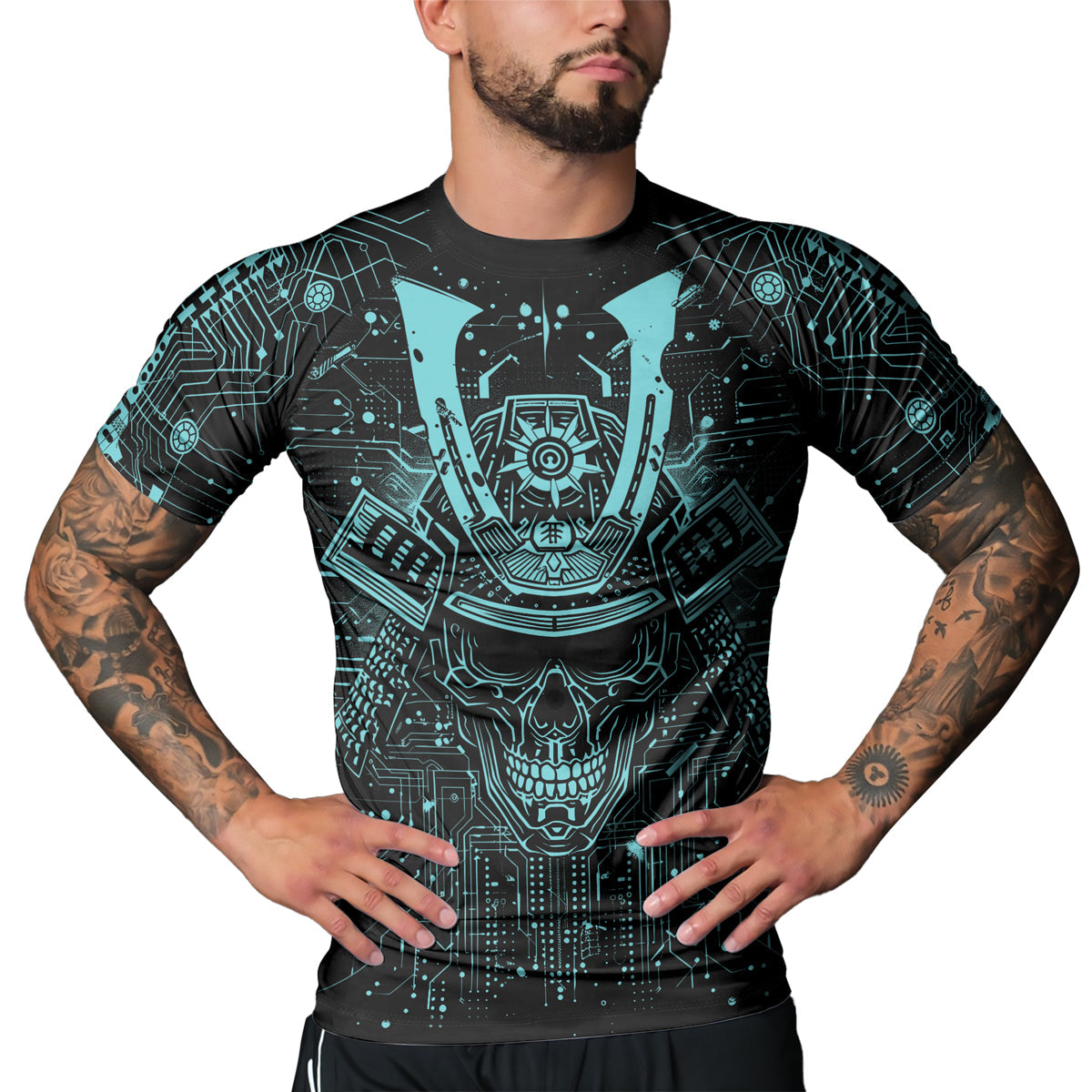 Rashninja Cyber Neon Matrix Men's Short Sleeve Rash Guard