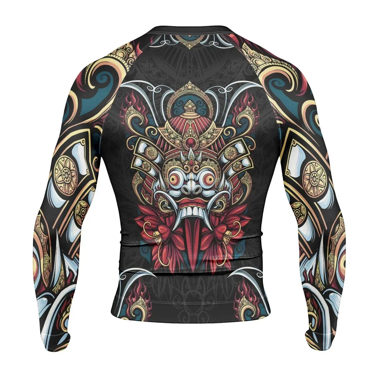 Japanese Weird Samurai Helmet Long Sleeve Rash Guard