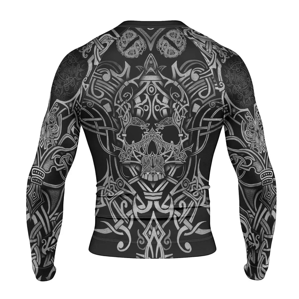 Viking Norse Skull Men's Long Sleeve Rash Guard
