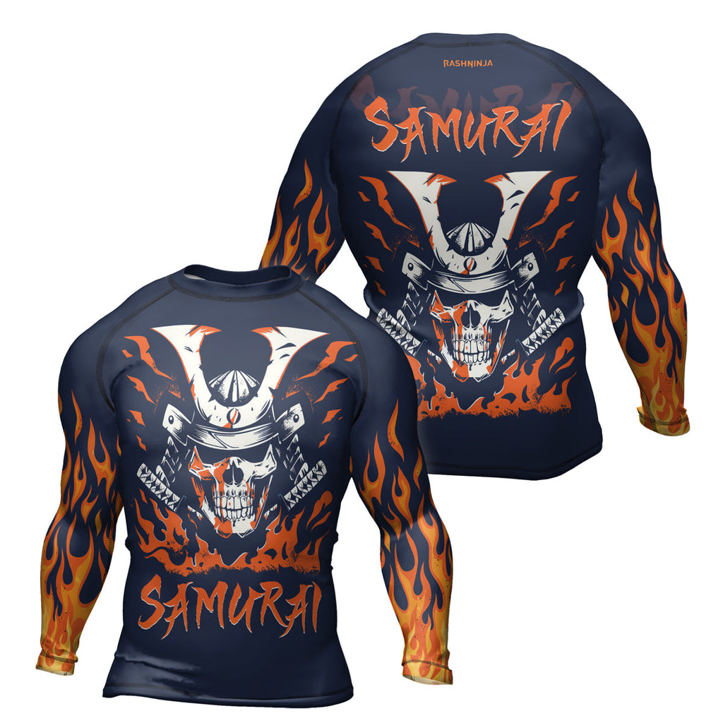 Rashninja Samurai Skull Blaze Men's Long Sleeve Rash Guard