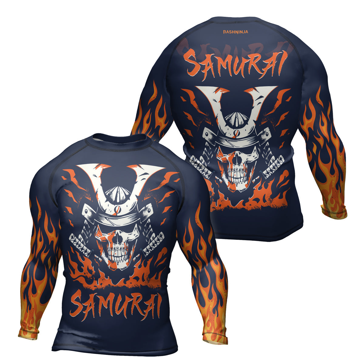 Rashninja Samurai Skull Blaze Men's Long Sleeve Rash Guard