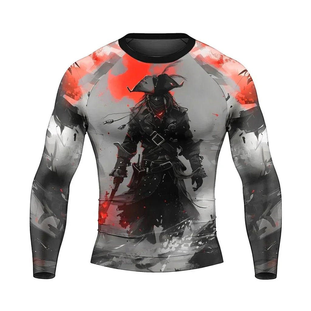Shadow Pirate Caribbean Men's Long Sleeve Rash Guard