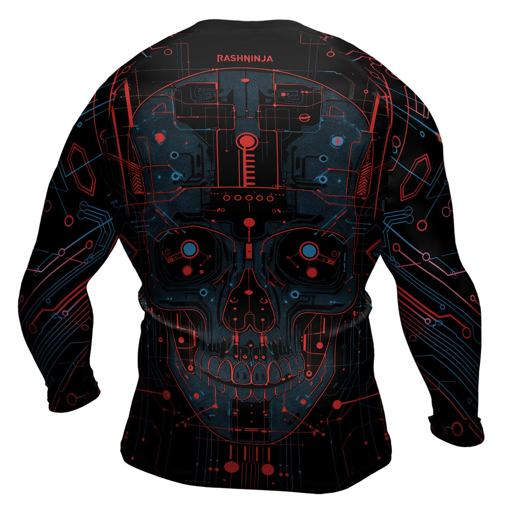 Rashninja Cyber Skull Red Men's Long Sleeve Rash Guard