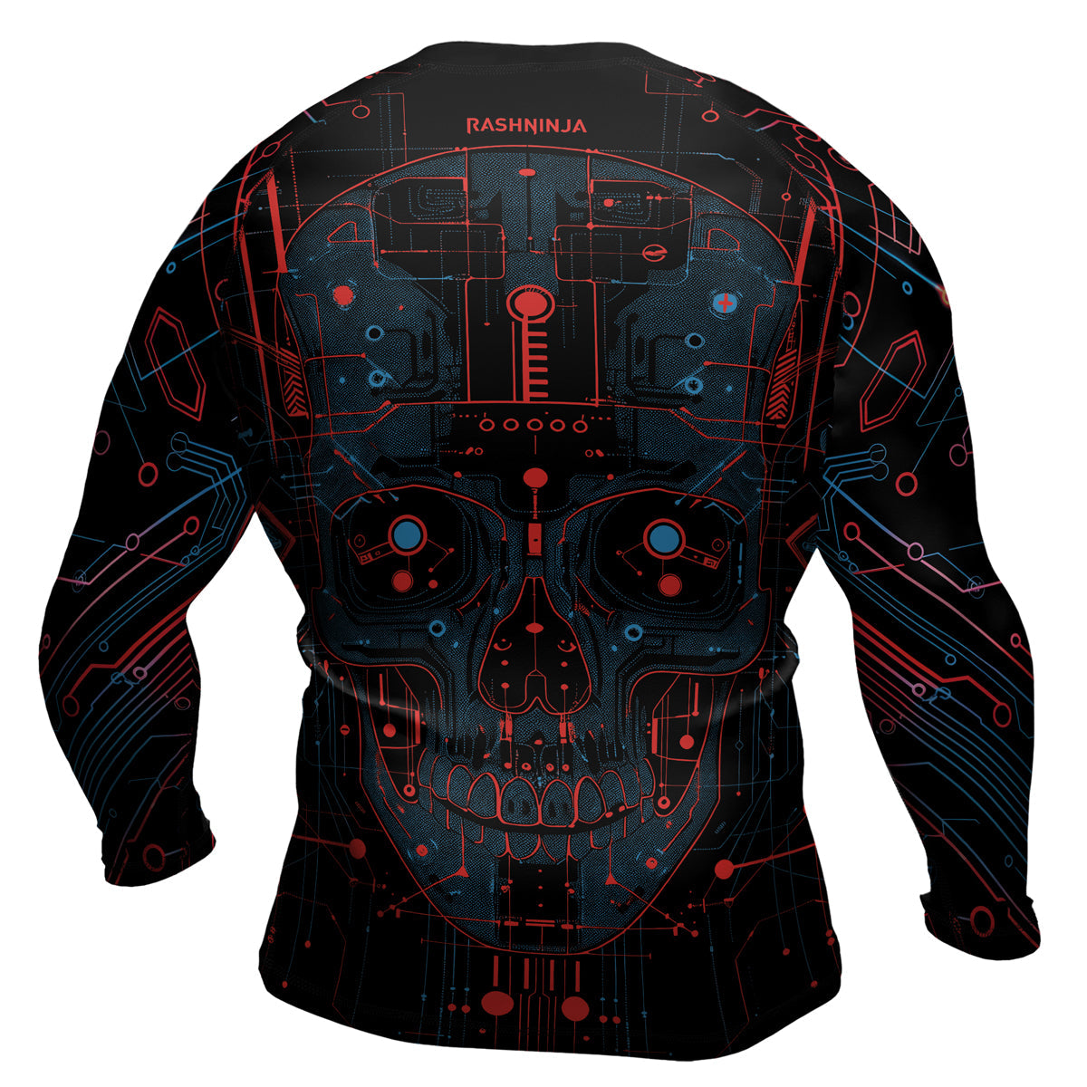 Rashninja Cyber Skull Red Men's Long Sleeve Rash Guard