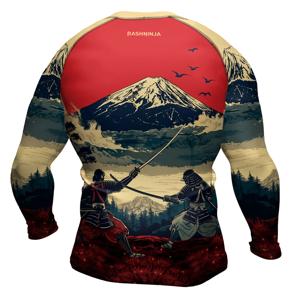 Rashninja Samurai Red Dawn Men's Long Sleeve Rash Guard