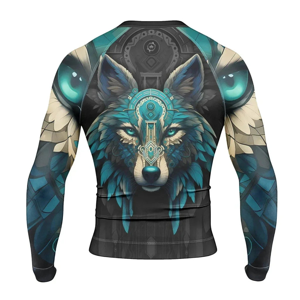 Wolf Tribal Men's Long Sleeve Rash Guard