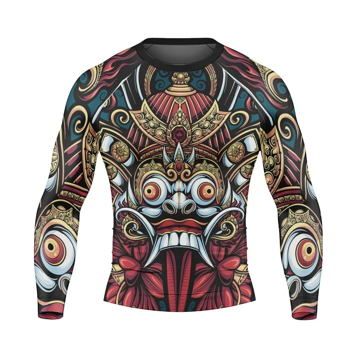Japanese Weird Samurai Helmet Long Sleeve Rash Guard