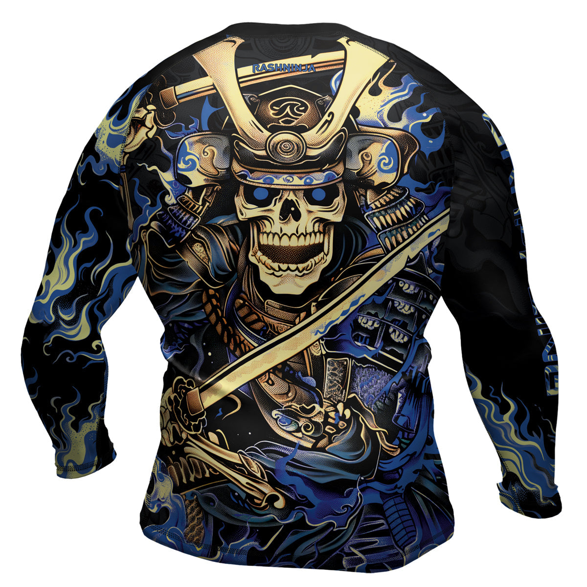 Rashninja Samurai Skull Fire Men's Long Sleeve Rash Guard