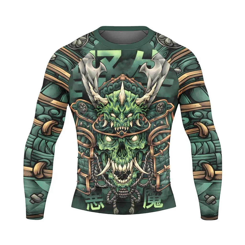Evil Japanese Samurai Long Sleeve Rash Guard