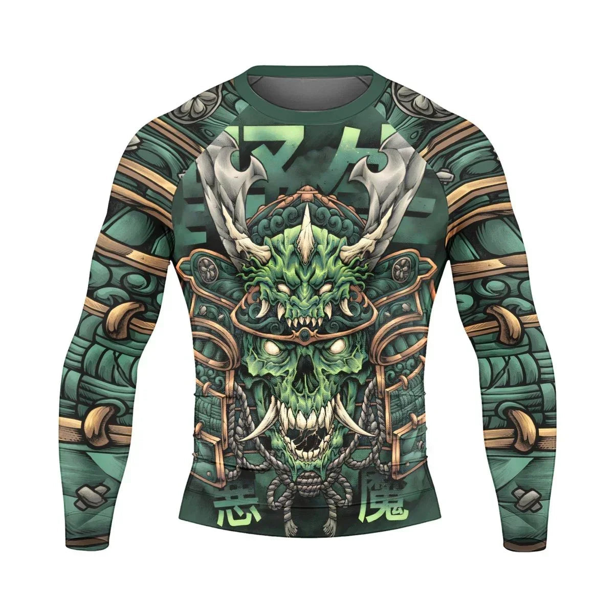 Evil Japanese Samurai Long Sleeve Rash Guard