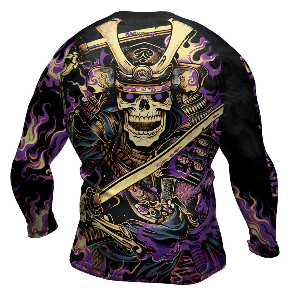 Rashninja Samurai Skull Fire Men's Long Sleeve Rash Guard