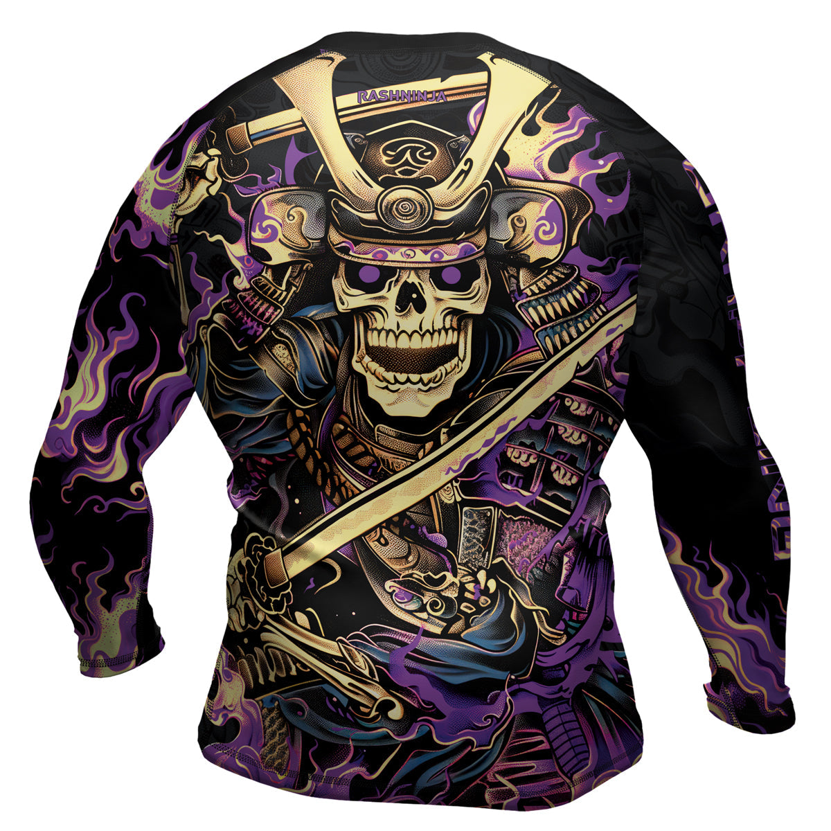 Rashninja Samurai Skull Fire Men's Long Sleeve Rash Guard