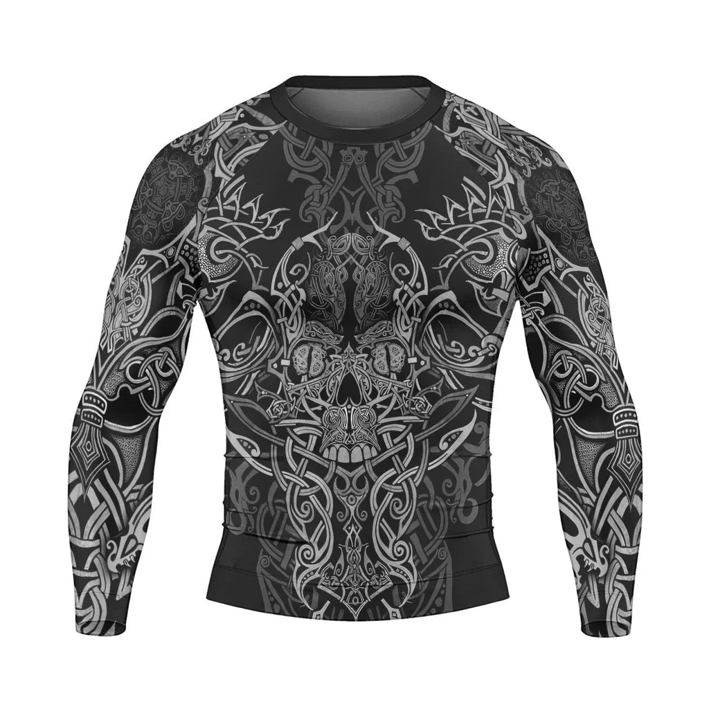 Viking Norse Skull Men's Long Sleeve Rash Guard