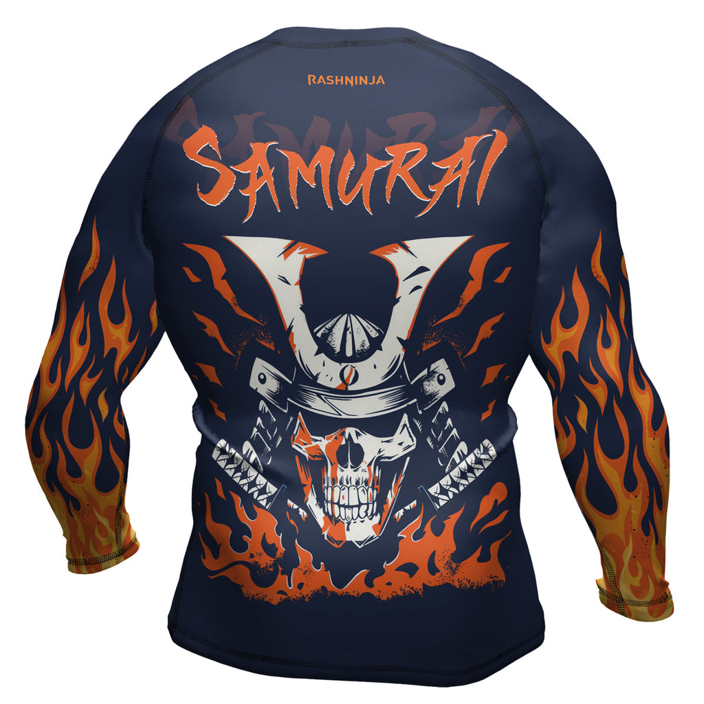Rashninja Samurai Skull Blaze Men's Long Sleeve Rash Guard
