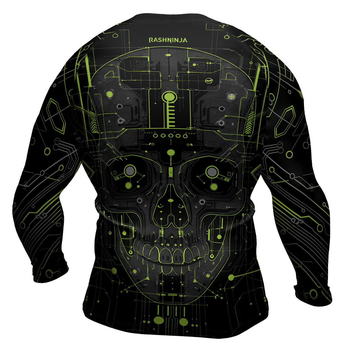 Rashninja Cyber Skull Green Men's Long Sleeve Rash Guard