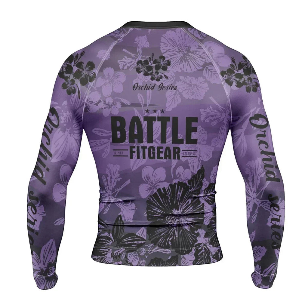 Orchid Series Violet Heart Pattern Men's Long Sleeve Rash Guard