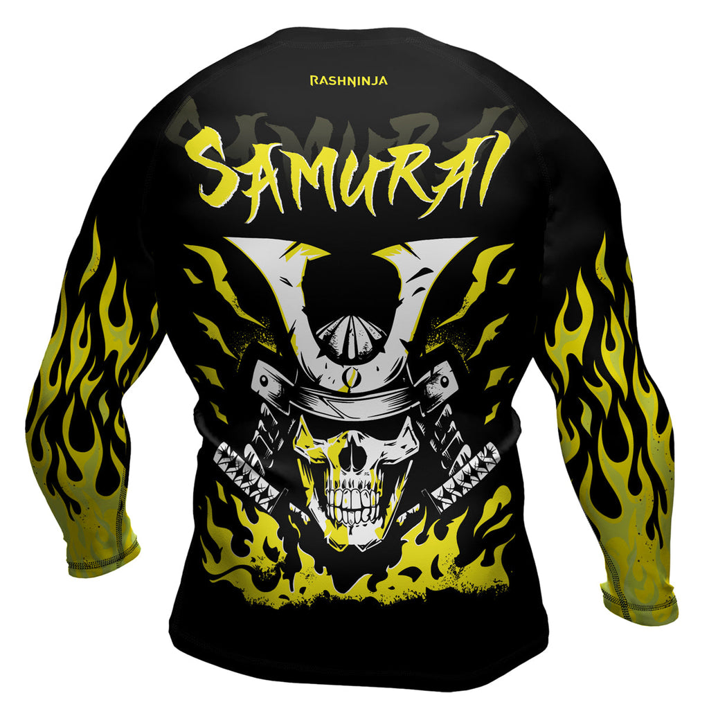 Rashninja Samurai Skull Blaze Men's Long Sleeve Rash Guard