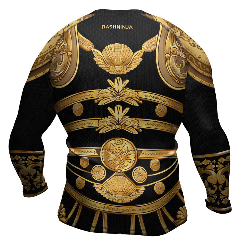 Rashninja Spartan Helmet Flames Men's Long Sleeve Rash Guard