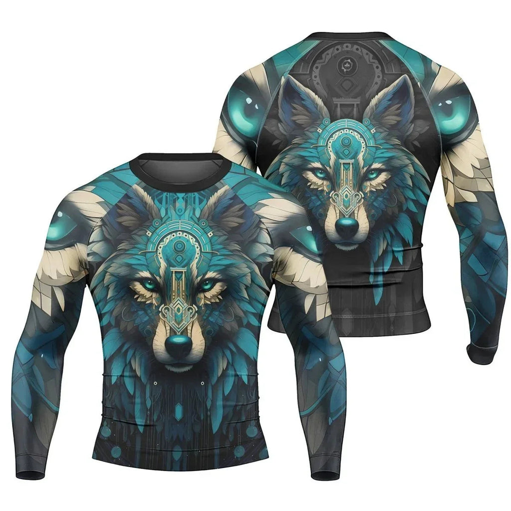Wolf Tribal Men's Long Sleeve Rash Guard