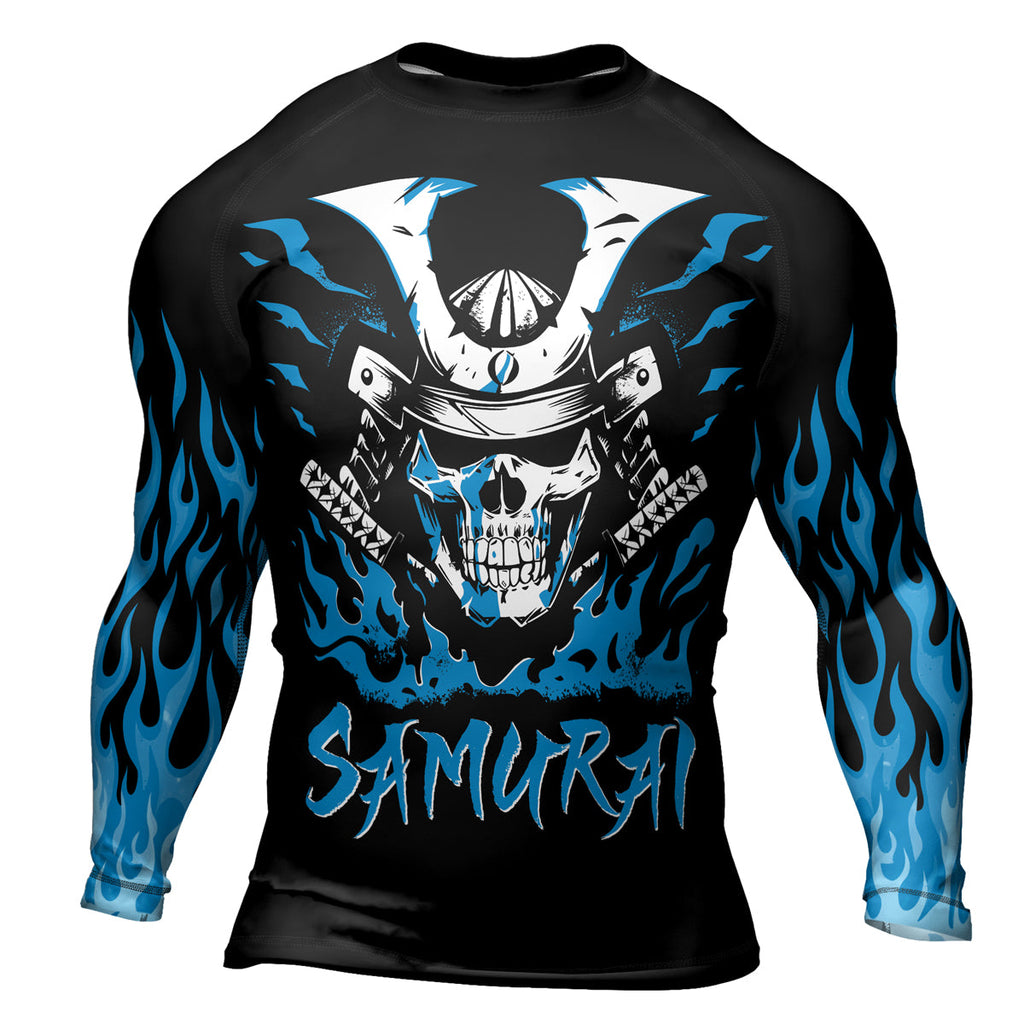 Rashninja Samurai Skull Blaze Men's Long Sleeve Rash Guard