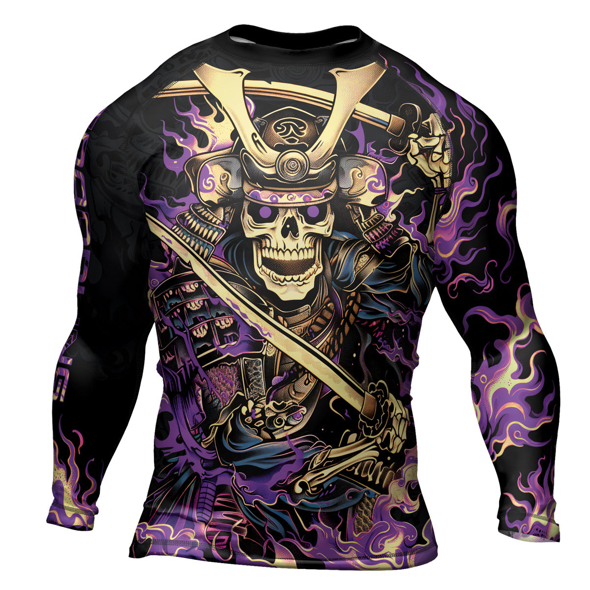 Rashninja Samurai Skull Fire Men's Long Sleeve Rash Guard