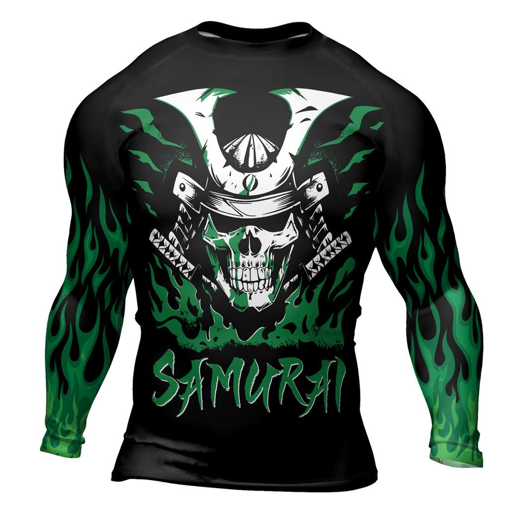 Rashninja Samurai Skull Blaze Men's Long Sleeve Rash Guard